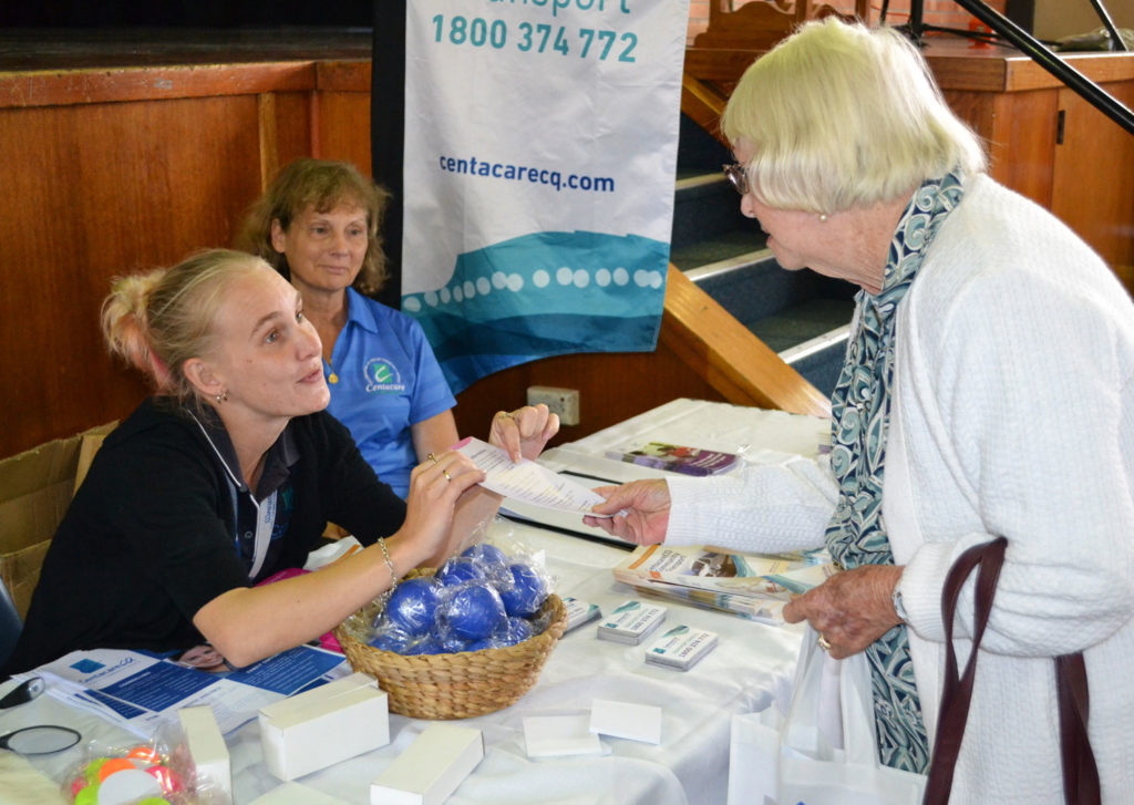 CentacareCQ Community Care staff speaking with one of the many Senior’s Week Expo visitors.